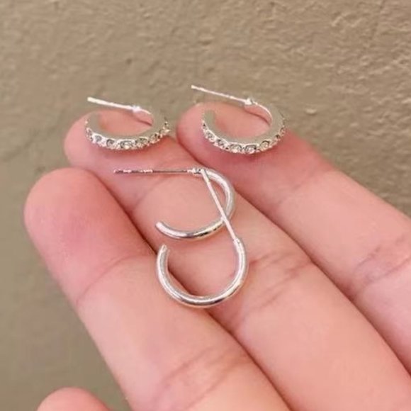 925 Sterling Silver Cute Studs Earings 6 Pairs Set - Picture 3 of 3